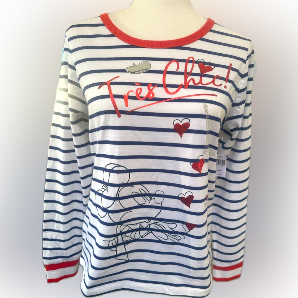 Disney NWT Tres Chic Long Sleeve T-Shirt - Micky Mouse Outline Eiffel Tower